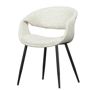 Scaun dining crem/negru din textil Yossi Woood