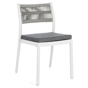 Scaun dining exterior alb/gri deschis din plastic Alvin Bizzotto