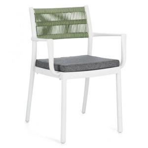 Scaun dining exterior alb/verde din plastic Alvin Rest Bizzotto