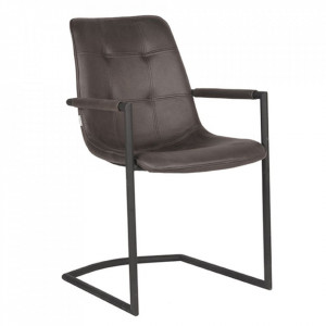 Scaun dining gri antracit/negru din microfibre si metal Boyd LABEL51