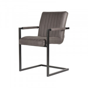 Scaun dining gri antracit/negru din microfibre si metal Milo LABEL51