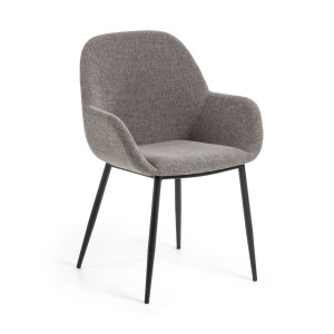 Scaun dining gri deschis/negru din textil Konna FR Kave Home