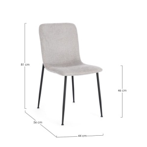 Scaun dining gri deschis/negru din textil Rinas Bizzotto