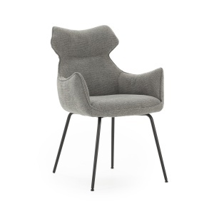 Scaun dining gri din textil Dara The Home Collection