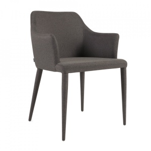 Scaun dining gri inchis din material textil si metal Croft Kave Home