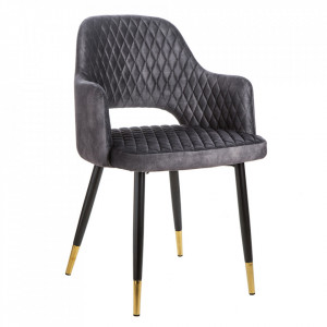 Scaun dining gri/negru din catifea Paris The Home Collection