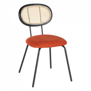 Scaun dining multicolor/portocaliu din poliester si ratan Anoma The Home Collection