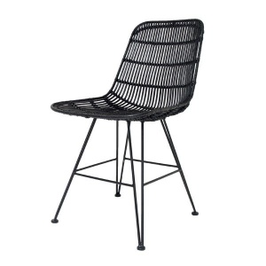 Scaun dining negru din ratan Malina HKliving