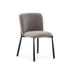 Scaun dining negru/gri din textil Ginny Line The Home Collection