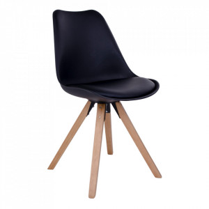 Scaun dining negru/maro din piele ecologica Bergen House Nordic
