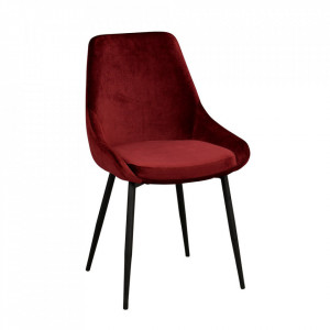 Scaun dining rosu/negru din metal si catifea Sierra Rowico Home