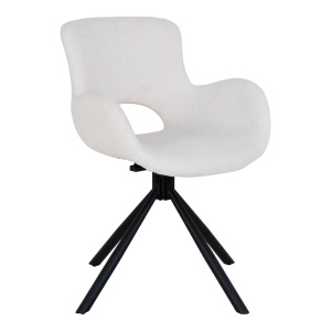 Scaun dining rotativ alb antic/negru din textil Amorim Boucle House Nordic