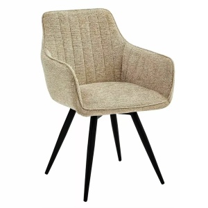 Scaun dining rotativ bej deschis din textil Brego Handles The Home Collection