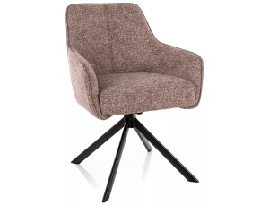 Scaun dining rotativ bej inchis din textil Notti The Home Collection