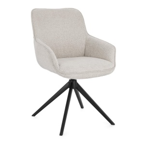 Scaun dining rotativ crem/negru din textil Matilda Bizzotto