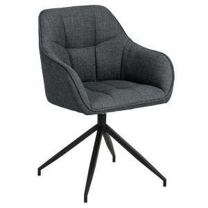 Scaun dining rotativ gri inchis din textil Brenda Basel Actona Company