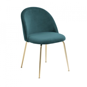 Scaun dining turcoaz/auriu din catifea si metal Ivonne Kave Home