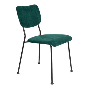 Scaun dining verde din catifea Benson Zuiver