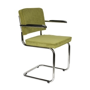 Scaun dining verde din textil Ridge Rib 25A Zuiver