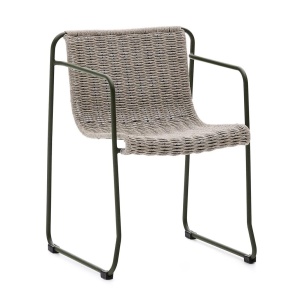 Scaun exterior dining ecru/gri din metal Maurina Kave Home