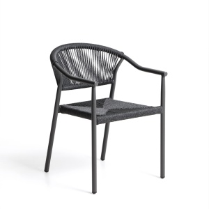 Scaun exterior dining gri grafit din metal Livadia Kave Home