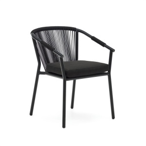 Scaun exterior dining negru din textil Xelida Kave Home