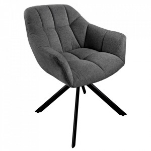 Scaun lounge rotativ gri antracit din poliester si metal Papillon The Home Collection