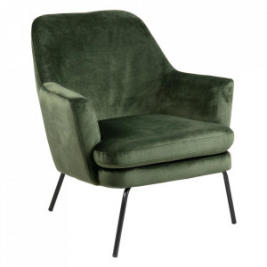 Scaun lounge verde din catifea si metal Chisa Actona Company