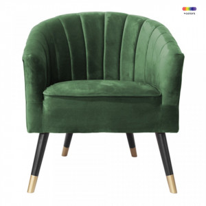 Scaun lounge verde inchis din catifea si lemn Royal Present Time