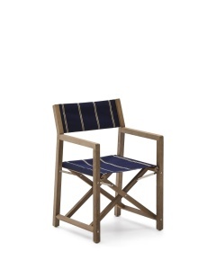Scaun pliabil exterior albastru/crem din textil Vilara Kave Home
