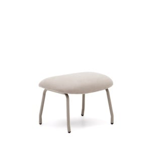 Scaunel dreptunghiular crem din textil Belina Kave Home