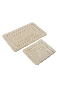 Set 2 covorase de baie crem din fibre sintetice Cerceve The Home Collection
