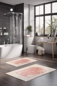 Set 2 covorase de baie multicolore din fibre sintetice CT-5006 The Home Collection