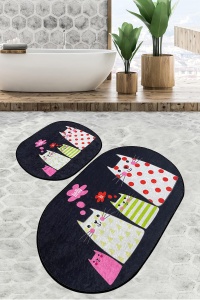 Set 2 covorase de baie multicolore din fibre sintetice Four Cats Djt The Home Collection
