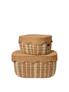Set 2 cutii cu capac maro din hartie Rivan Ferm Living
