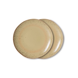Set 2 farfurii pentru desert crem din ceramica 18 cm 70s Grit HKliving