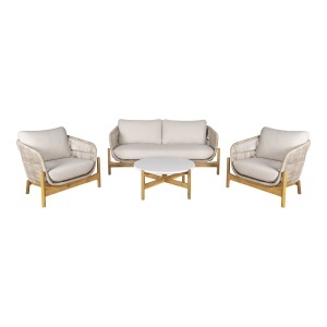 Set 2 fotolii, masa de cafea si canapea exterior din lemn maro Terracina House Nordic