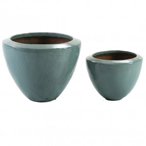 Set 2 ghivece albastru aqua din ceramica Lia Thai Natura