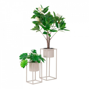Set 2 ghivece bej din metal Marla House Nordic