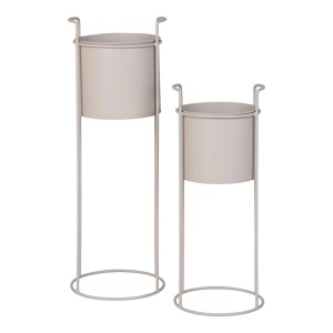 Set 2 ghivece cu suport bej nisipiu din metal Rabo House Nordic