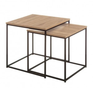 Set 2 masute de cafea maro din MDF si metal Faust The Home Collection