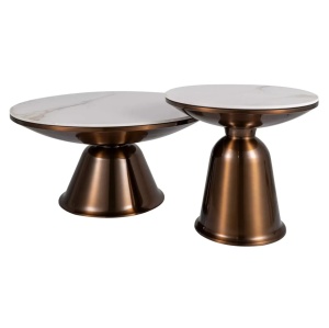 Set 2 mese de cafea alb/maro cupru din metal Vera The Home Collection