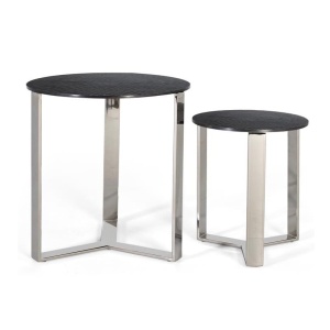 Set 2 mese de cafea albe/negre din metal Sina Giner y Colomer