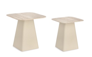 Set 2 mese de cafea bej din metal Hardy Bizzotto