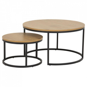 Set 2 mese de cafea maro/negre din metal Spiro Style Quiet Object