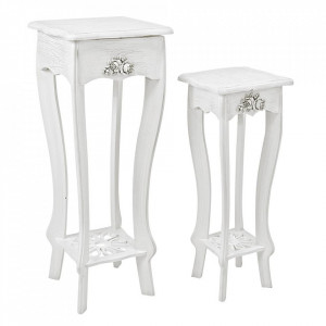 Set 2 mese laterale albe/gri din plastic Blanc Bizzotto