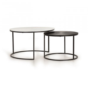 Set 2 mese laterale negre/albe din metal Turex Giner y Colomer