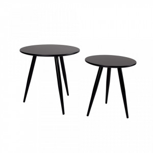 Set 2 mese laterale negre din metal Daven Quiet Object