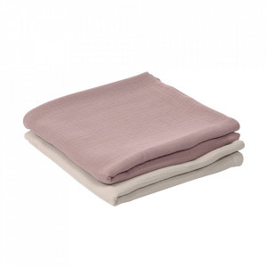 Set 2 museline bej/roz din bumbac organic 87x87 cm Hilen Kave Home