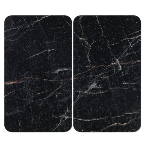 Set 2 placi protectie plita multicolore din sticla 30x52 cm Marble Black Wenko